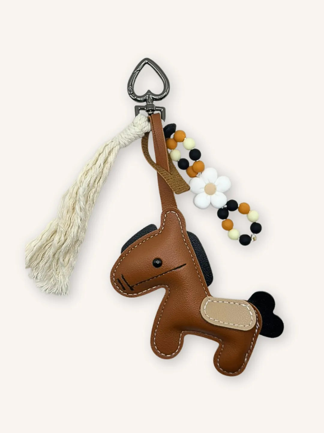 Bijou de Sac Cheval Marron & Fleur - Fait Main France | Atelier Aorée