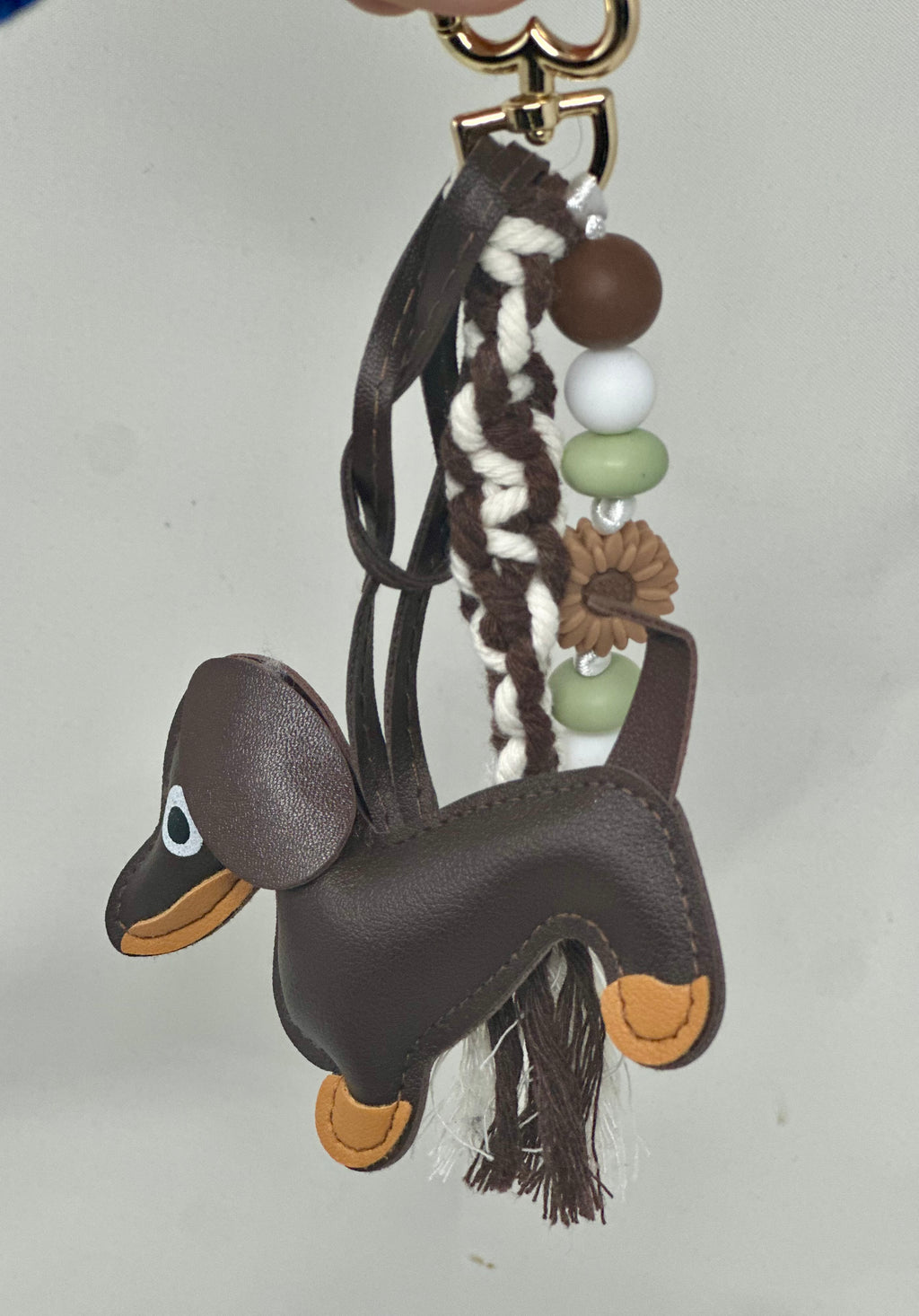 Le Grigri Teckel Marron & Vert Pistache- Atelier Aorée