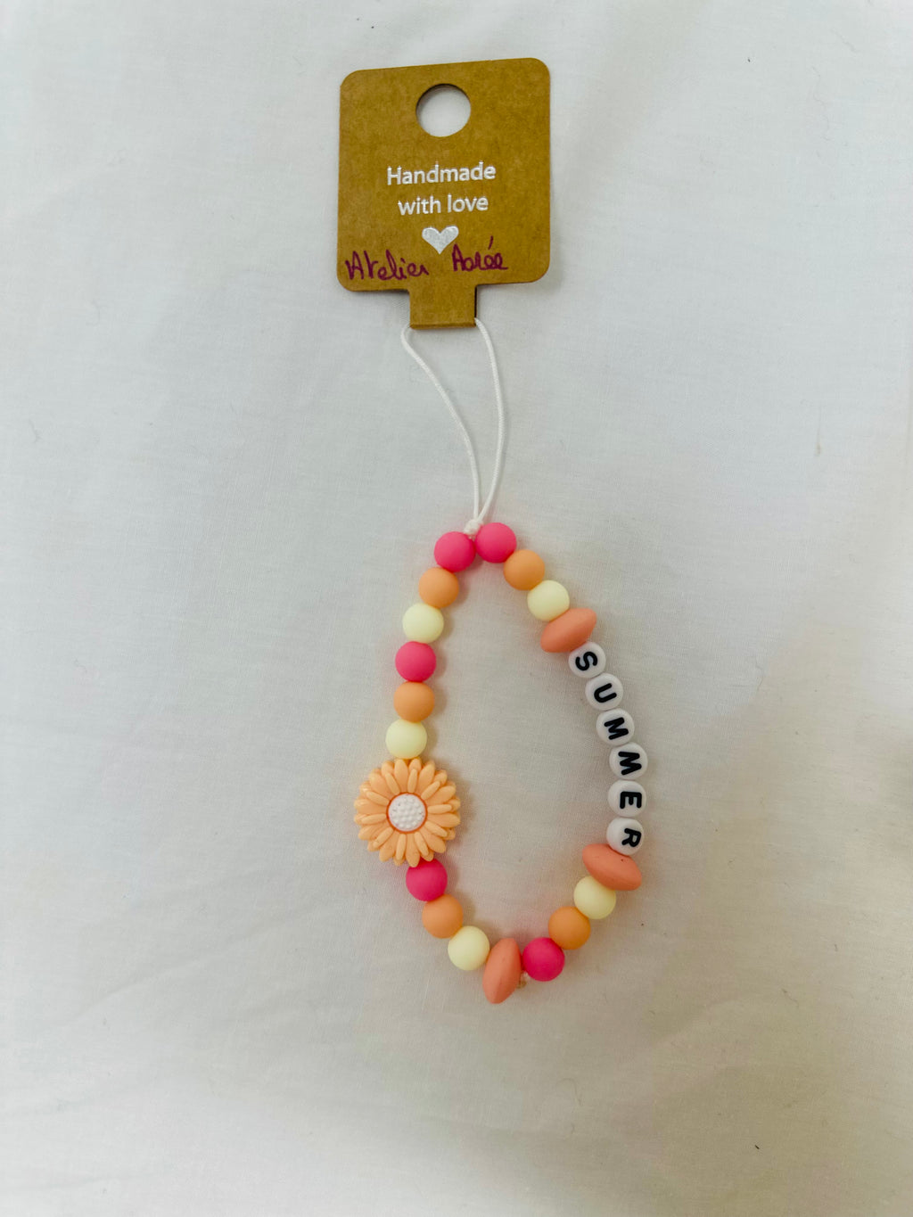 Bijou téléphone summer 15cm coucher soleil perles orangées Atelier Aorée
