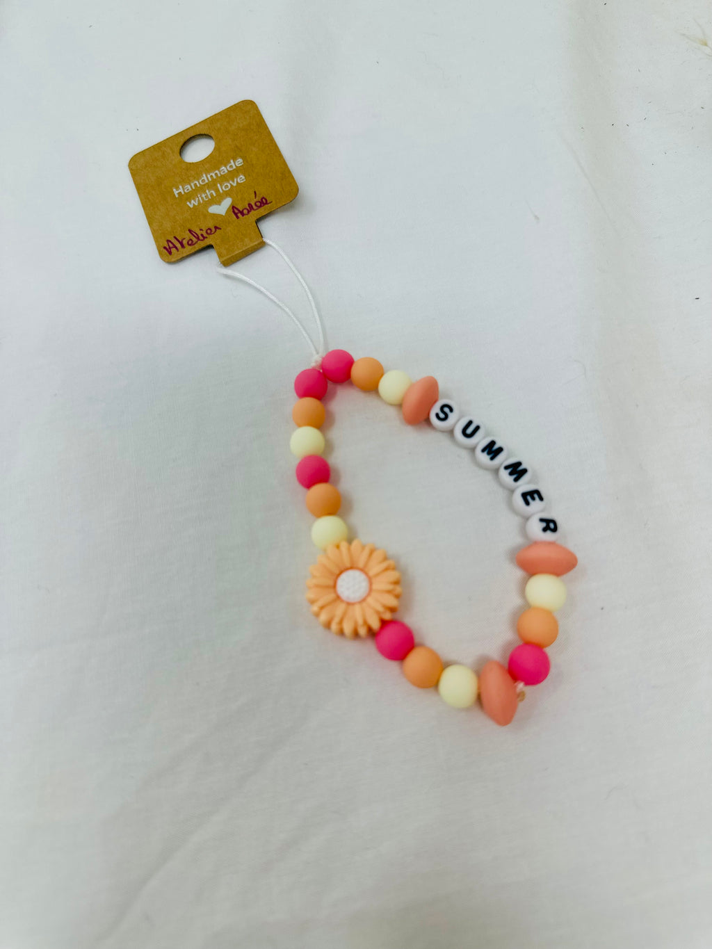 Bijou téléphone summer 15cm coucher soleil perles orangées Atelier Aorée
