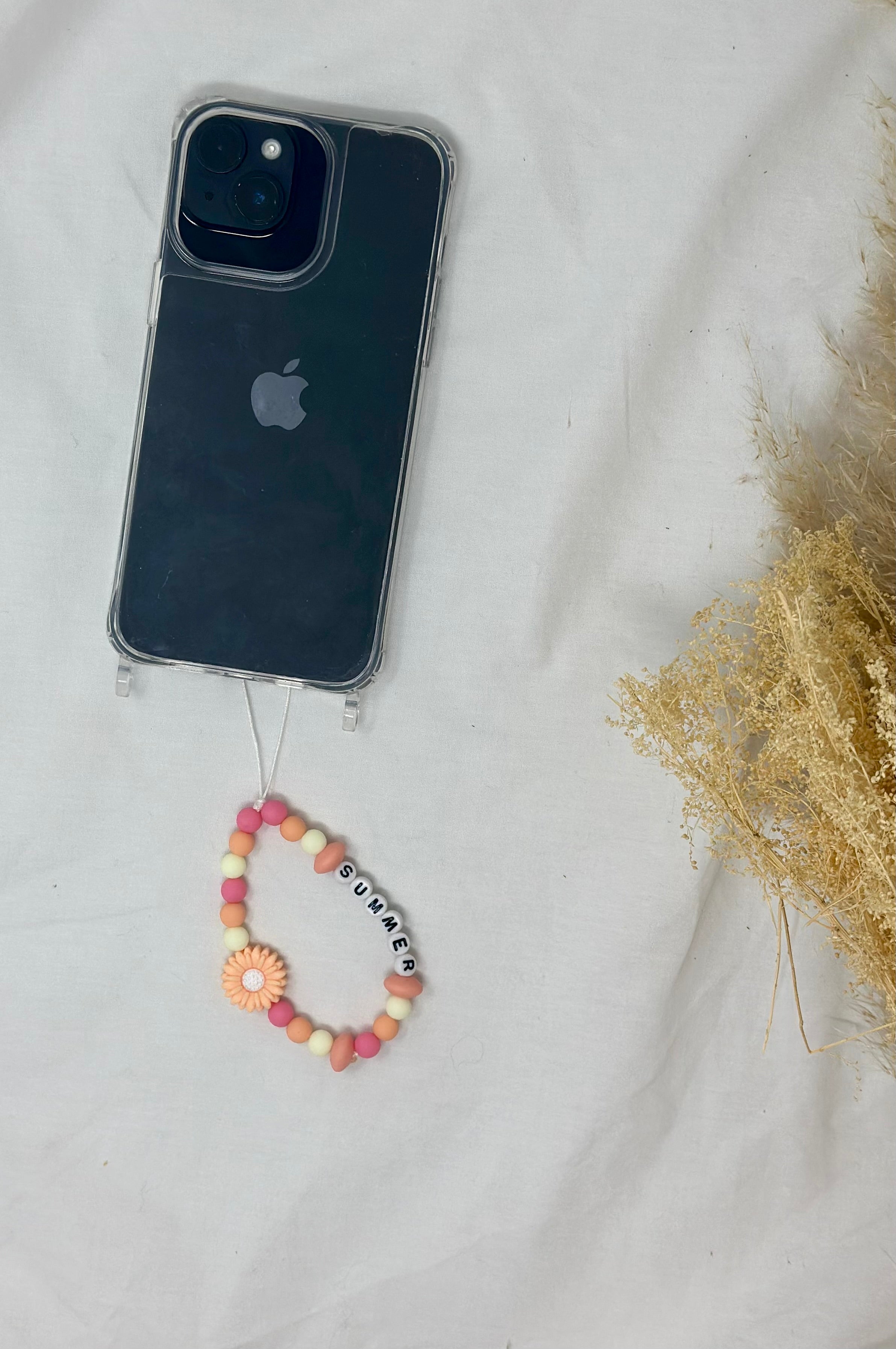 Bijou téléphone summer 15cm coucher soleil perles orangées Atelier Aorée
