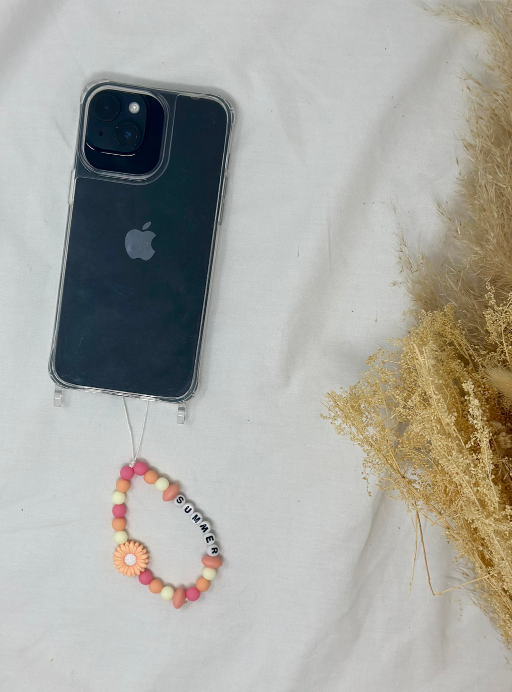 Bijou téléphone summer 15cm coucher soleil perles orangées Atelier Aorée
