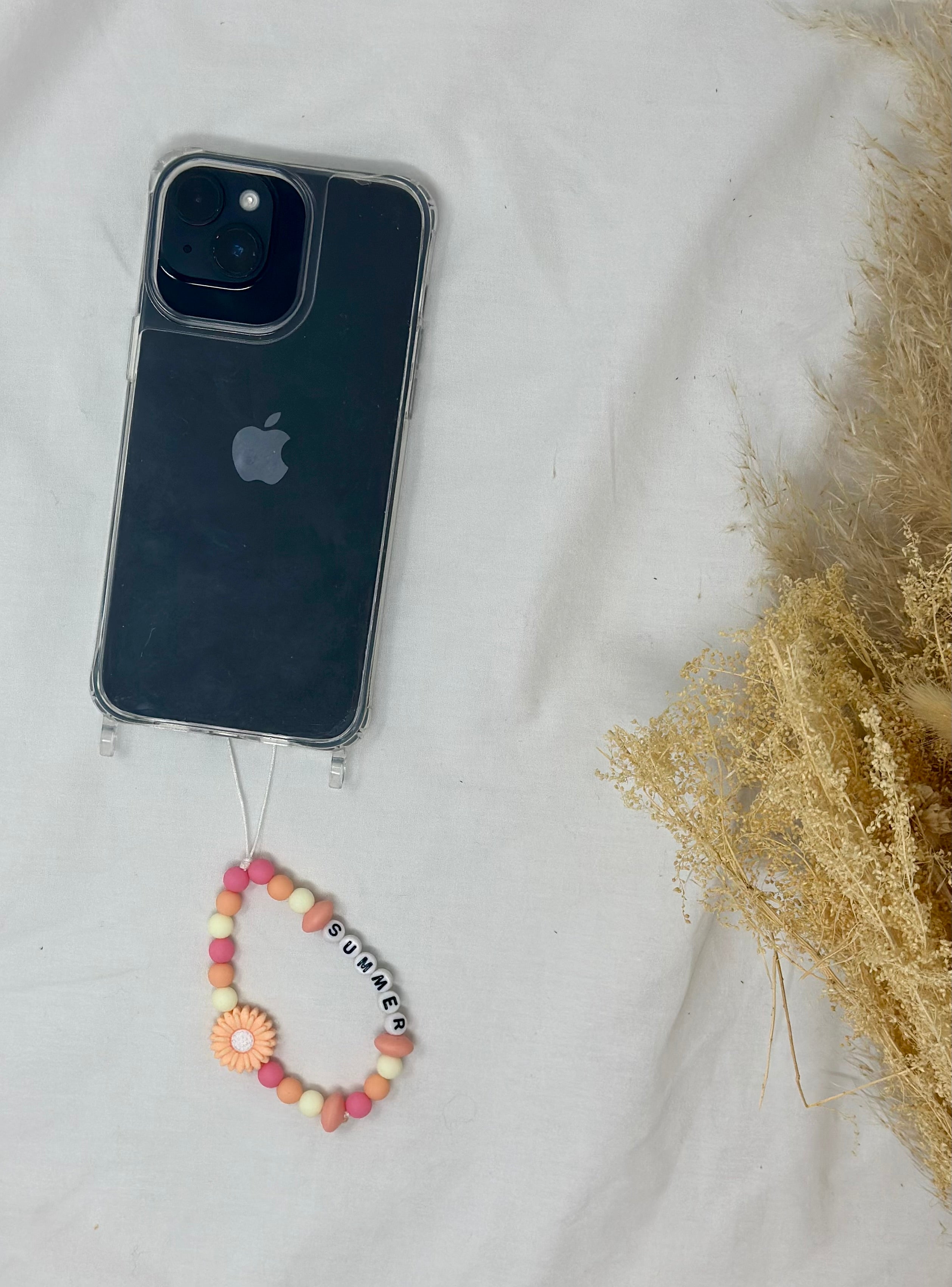 Bijou téléphone summer 15cm coucher soleil perles orangées Atelier Aorée
