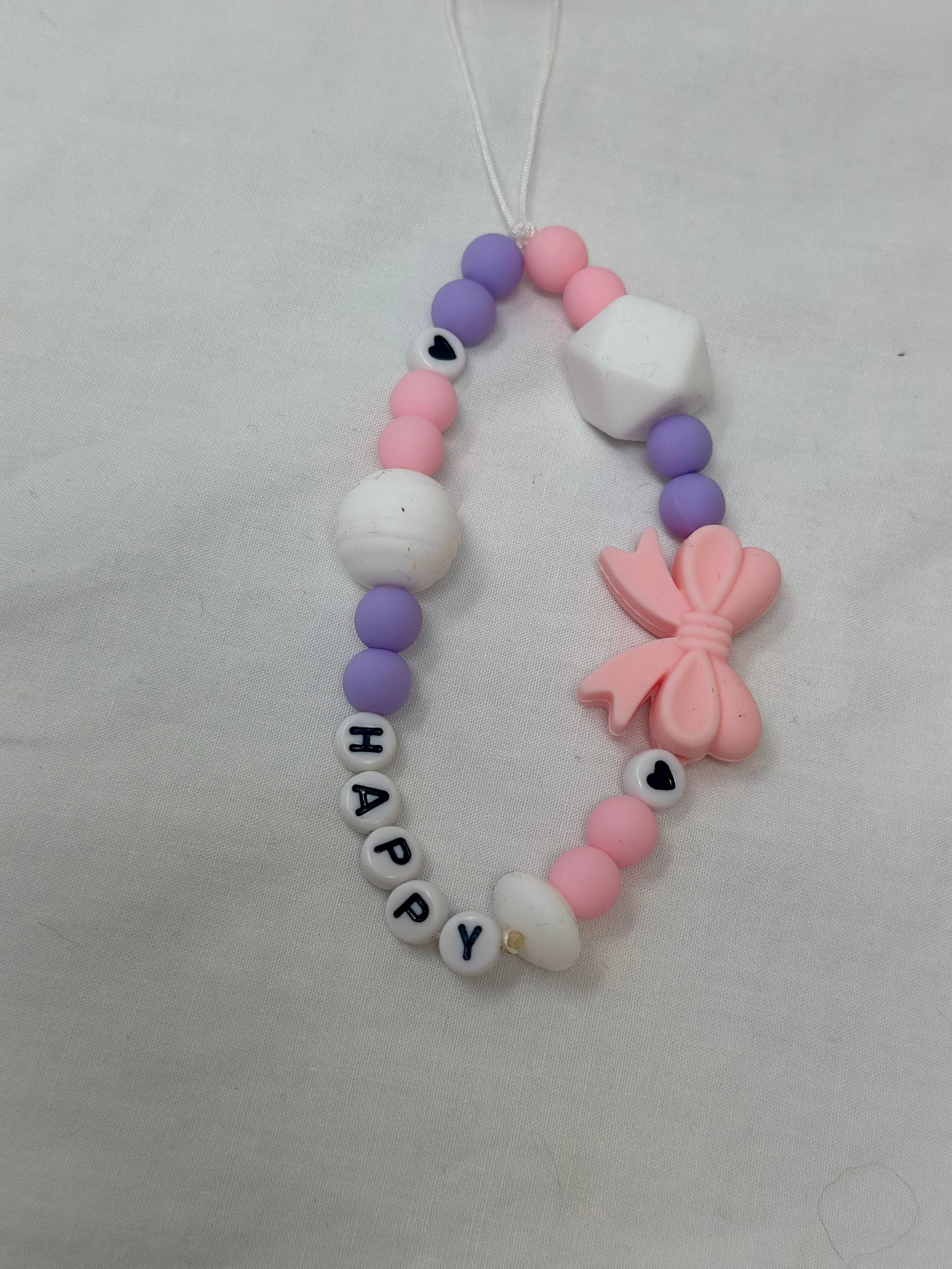 Bijou téléphone Happy 15cm message joyeux perles colorées Atelier Aorée
