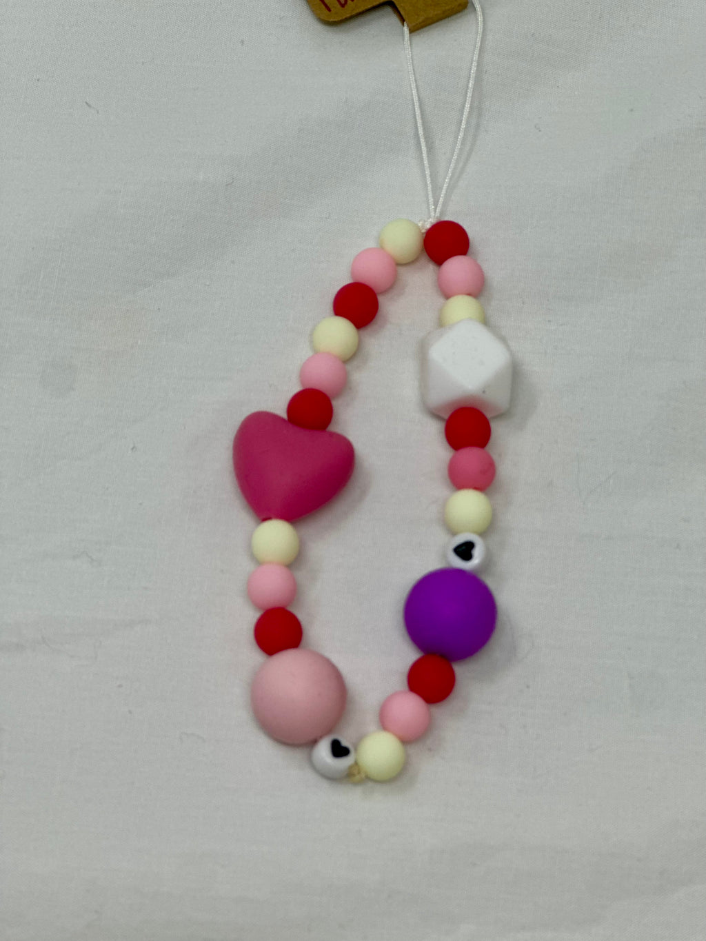 Bijou téléphone amour 16cm perles roses romantiques coeur Atelier Aorée
