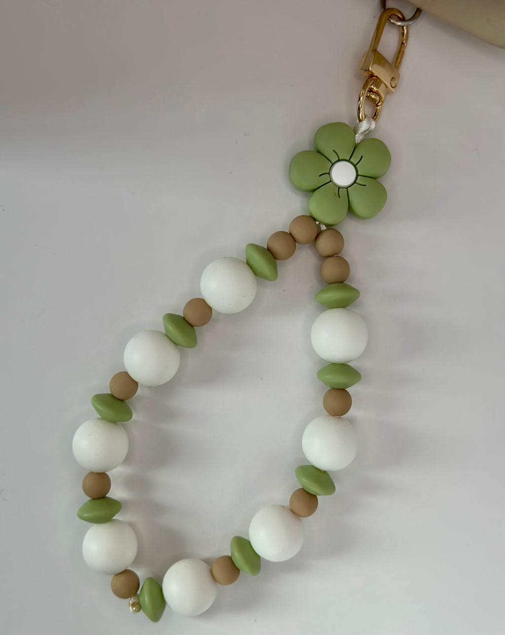  Bijou chaîne nature 18cm mousquetons noirs perles naturelles Atelier Aorée