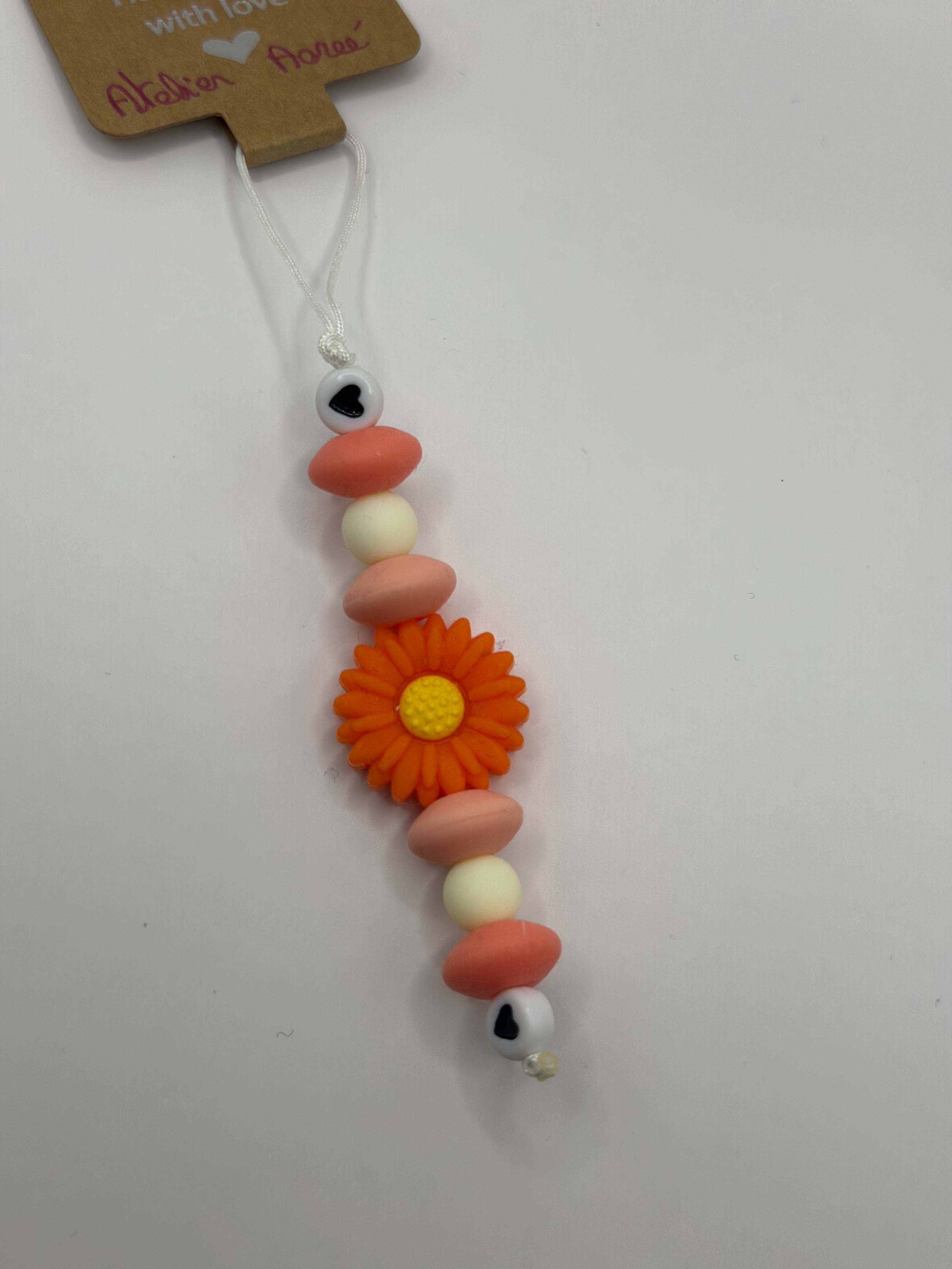 Bijou téléphone saveurs du Sud perles pêche abricot crème
