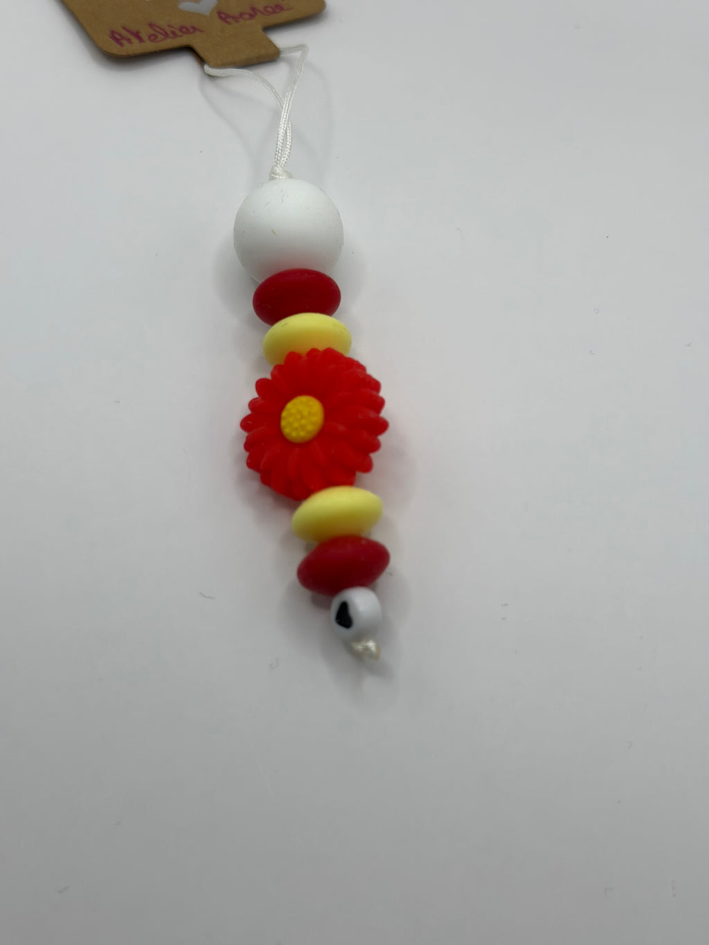 Bijou téléphone champêtre perles vives couleurs coquelicot
