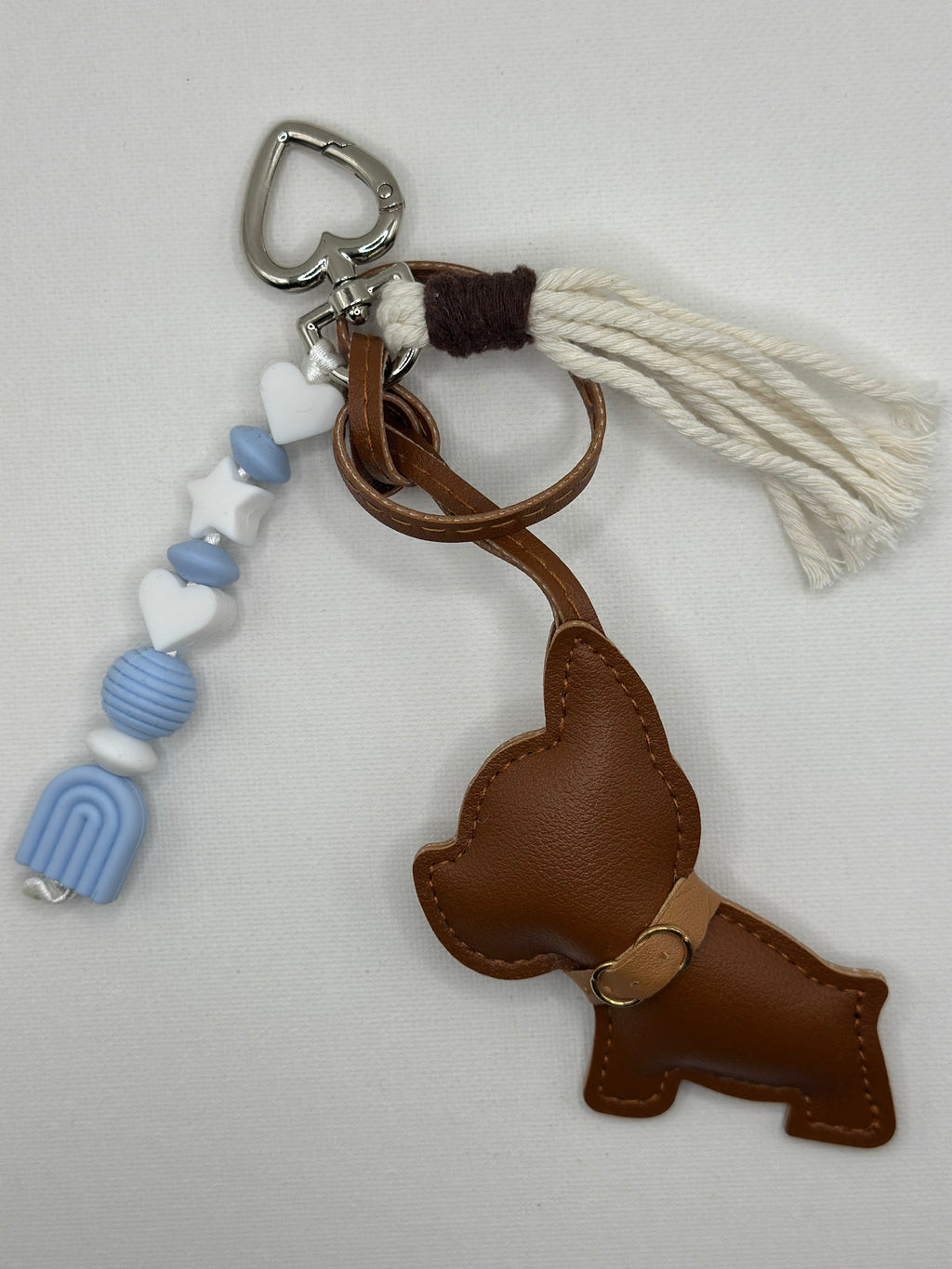 Bijou de Sac Boubou Marron & Bleu Ciel - Fait Main France | Atelier Aorée