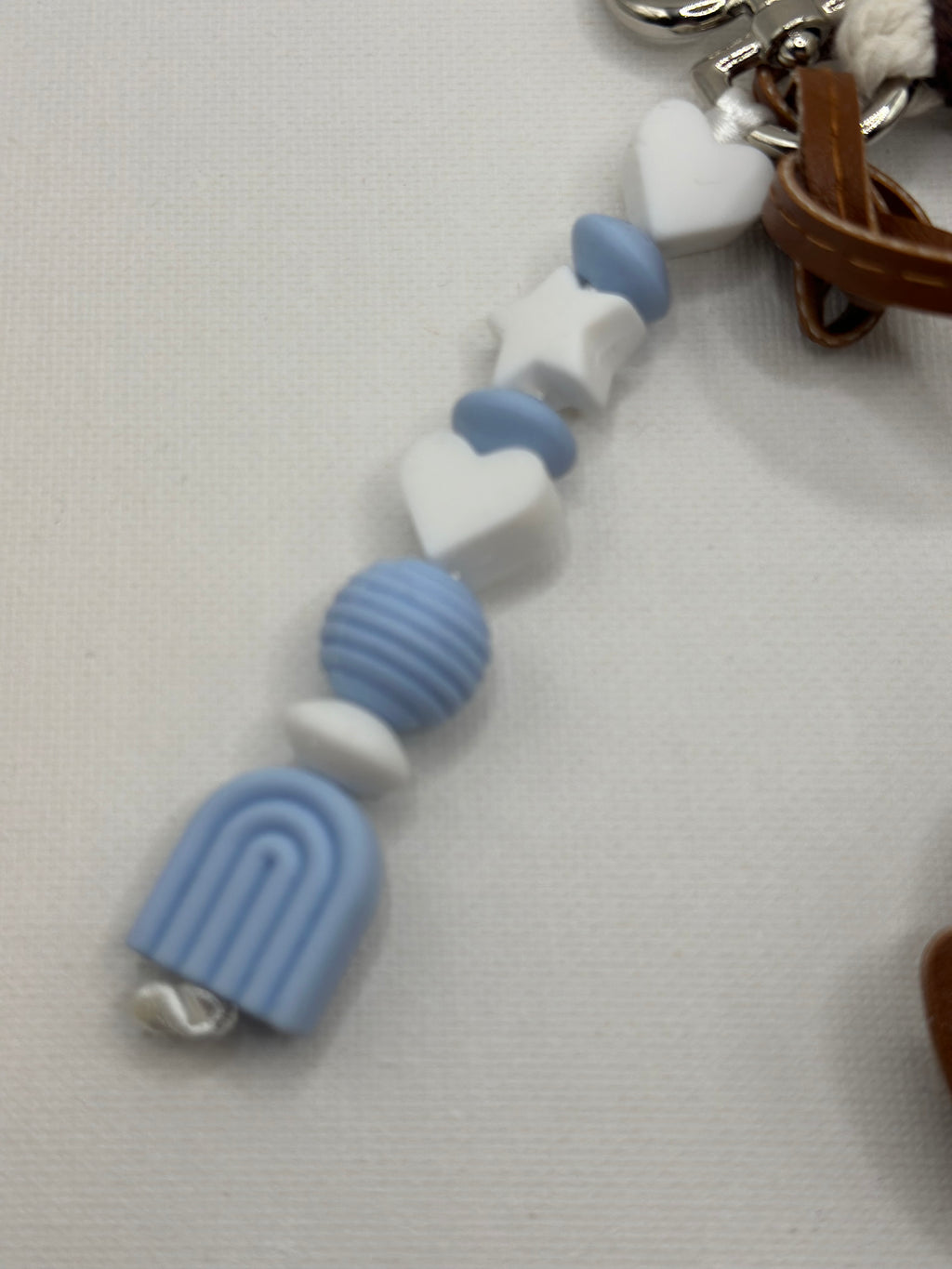 Bijou de Sac Boubou Marron & Bleu Ciel - Fait Main France | Atelier Aorée