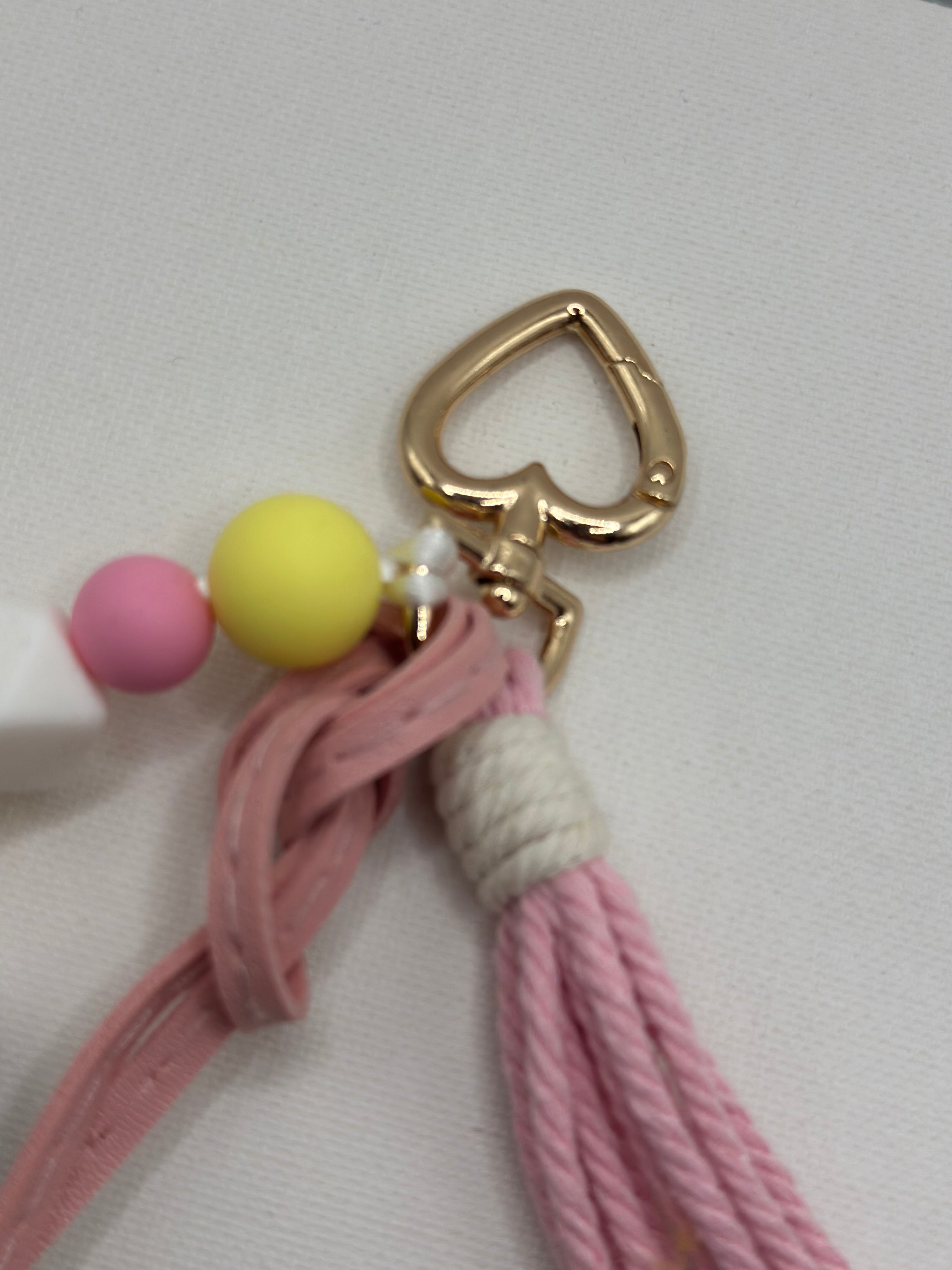 Bijou de Sac Cheval Jaune & Rose - Fait Main France | Atelier Aorée