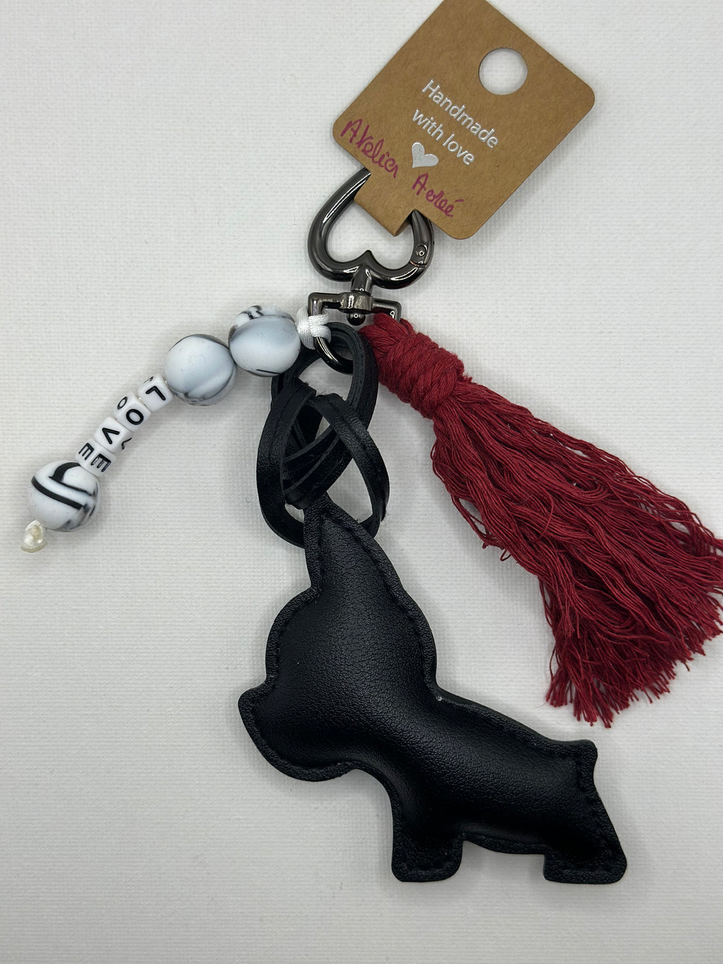 Bijou de Sac  bouldogue Francais  Noir Bordeaux - Fait Main France | Atelier Aorée