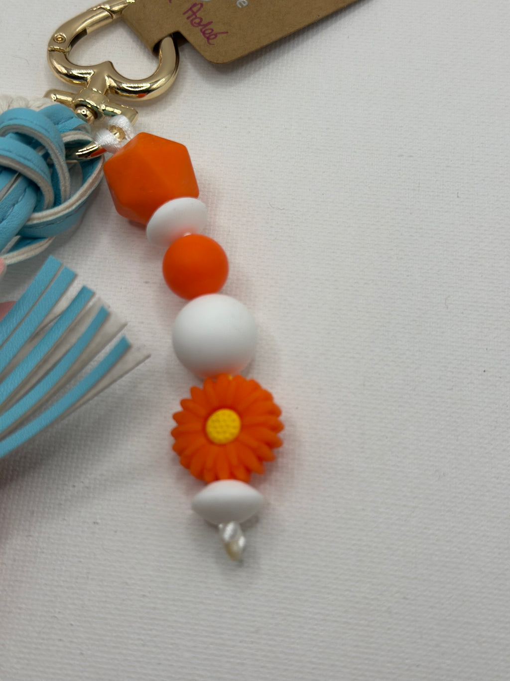 Bijou de sac cheval orange et blanc -Fait Main France |Atelier Aorée