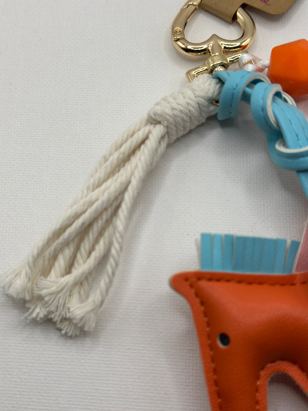 Bijou de sac cheval orange et blanc -Fait Main France |Atelier Aorée