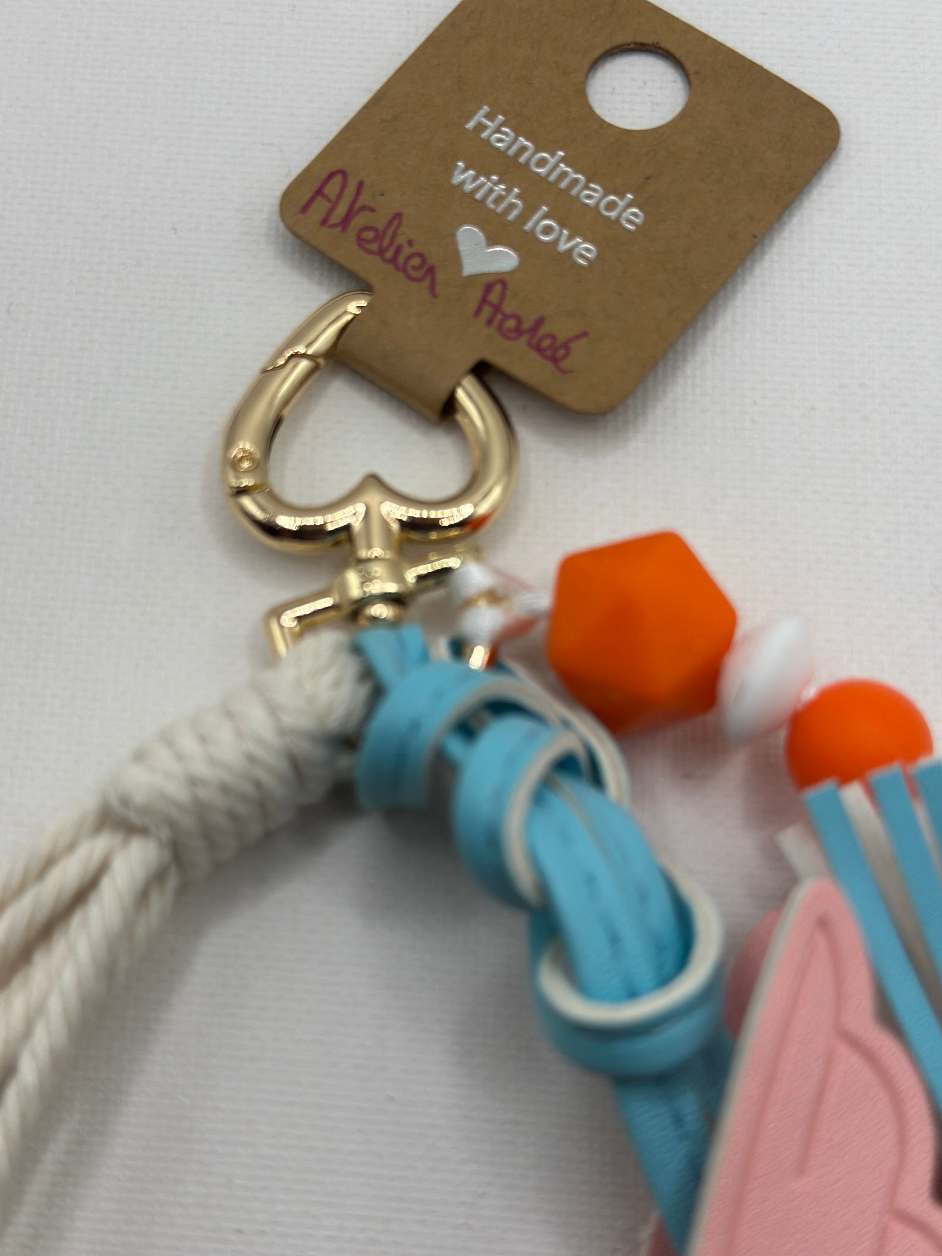 Bijou de sac cheval orange et blanc -Fait Main France |Atelier Aorée