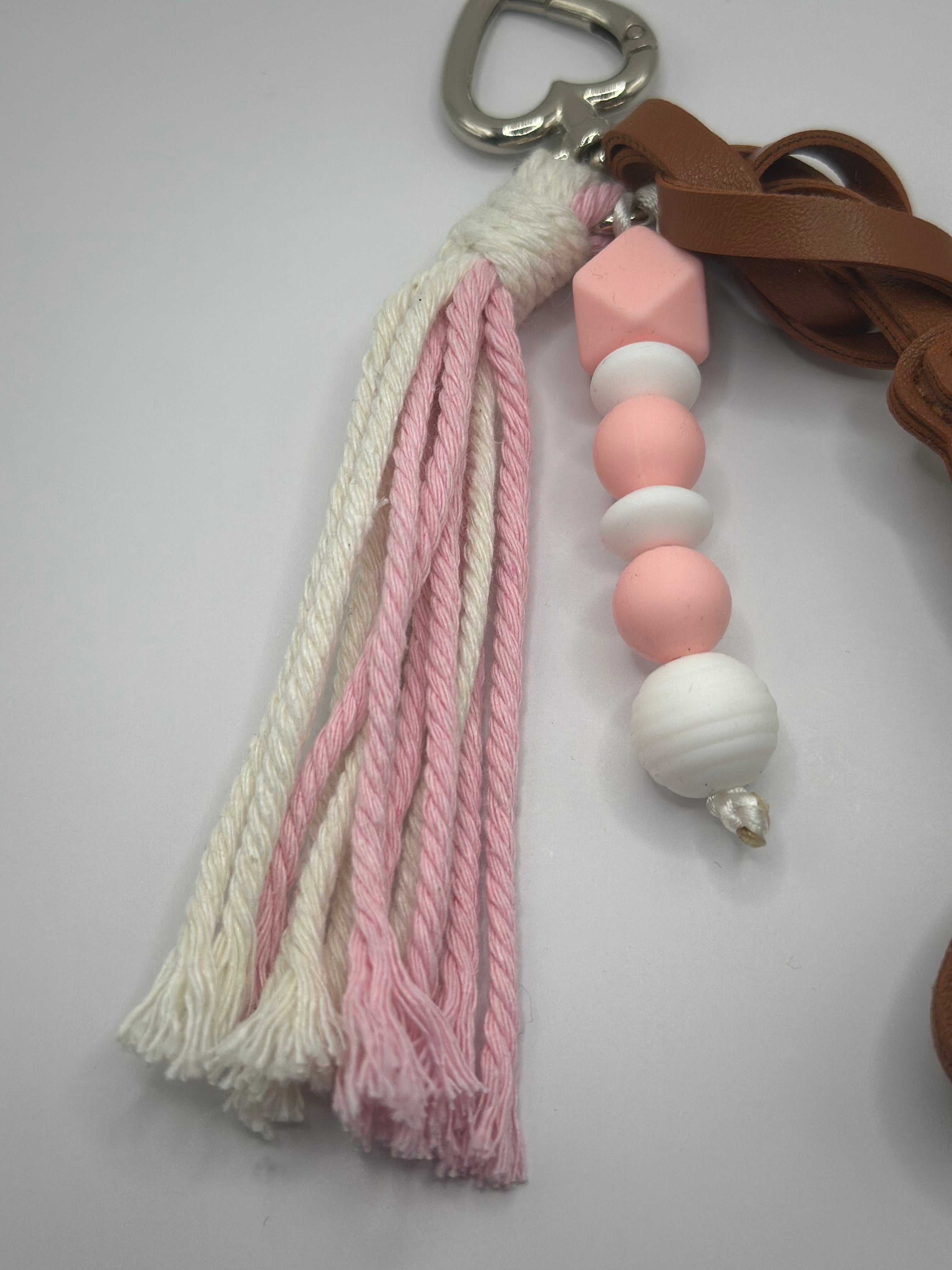 Bijou de Sac Nounours Brun & Rose - Fait Main France | Atelier Aorée