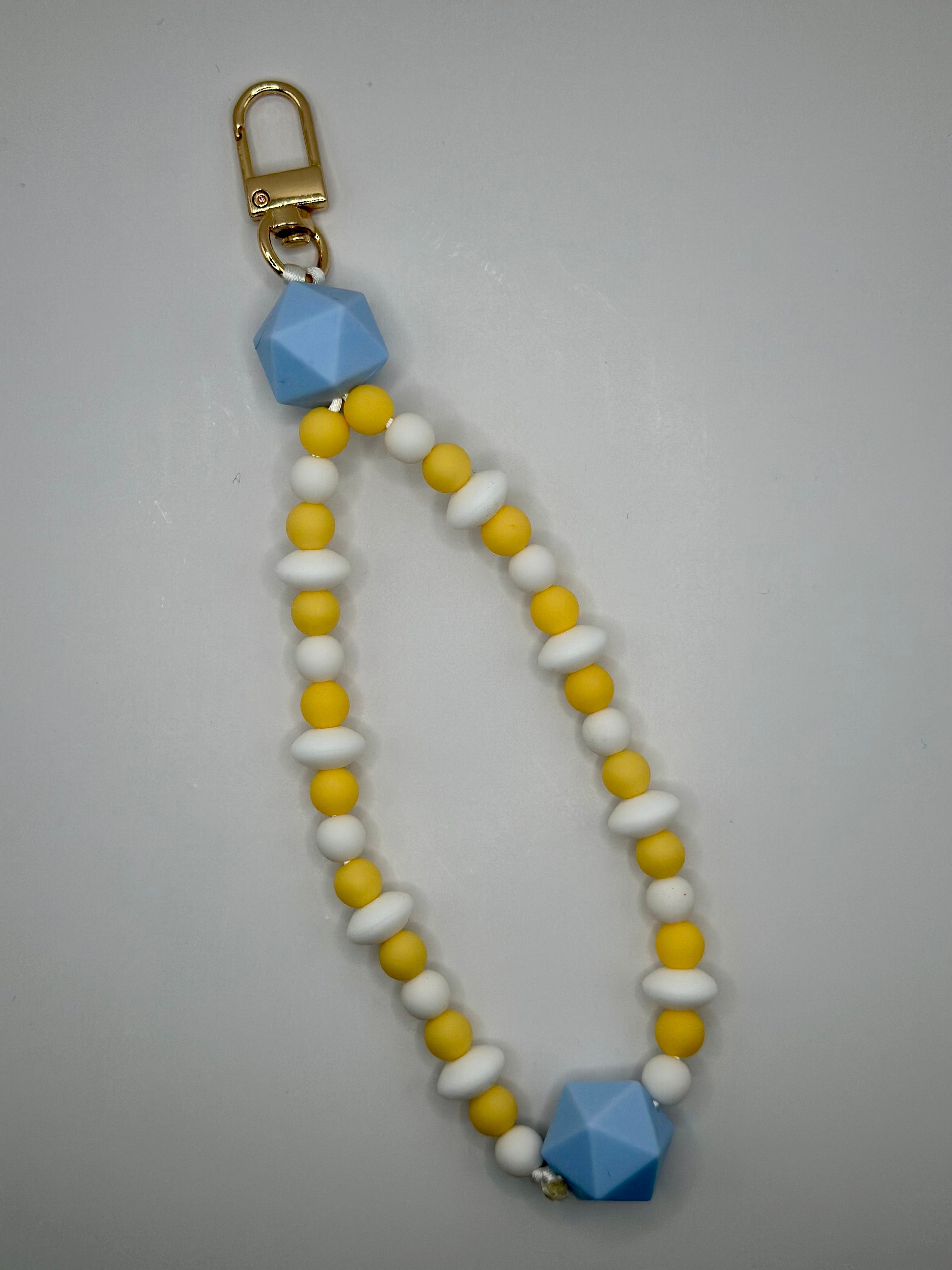 Chaine de Téléphone Bleu Ciel & Jaune - Fait Main France | Atelier Aorée