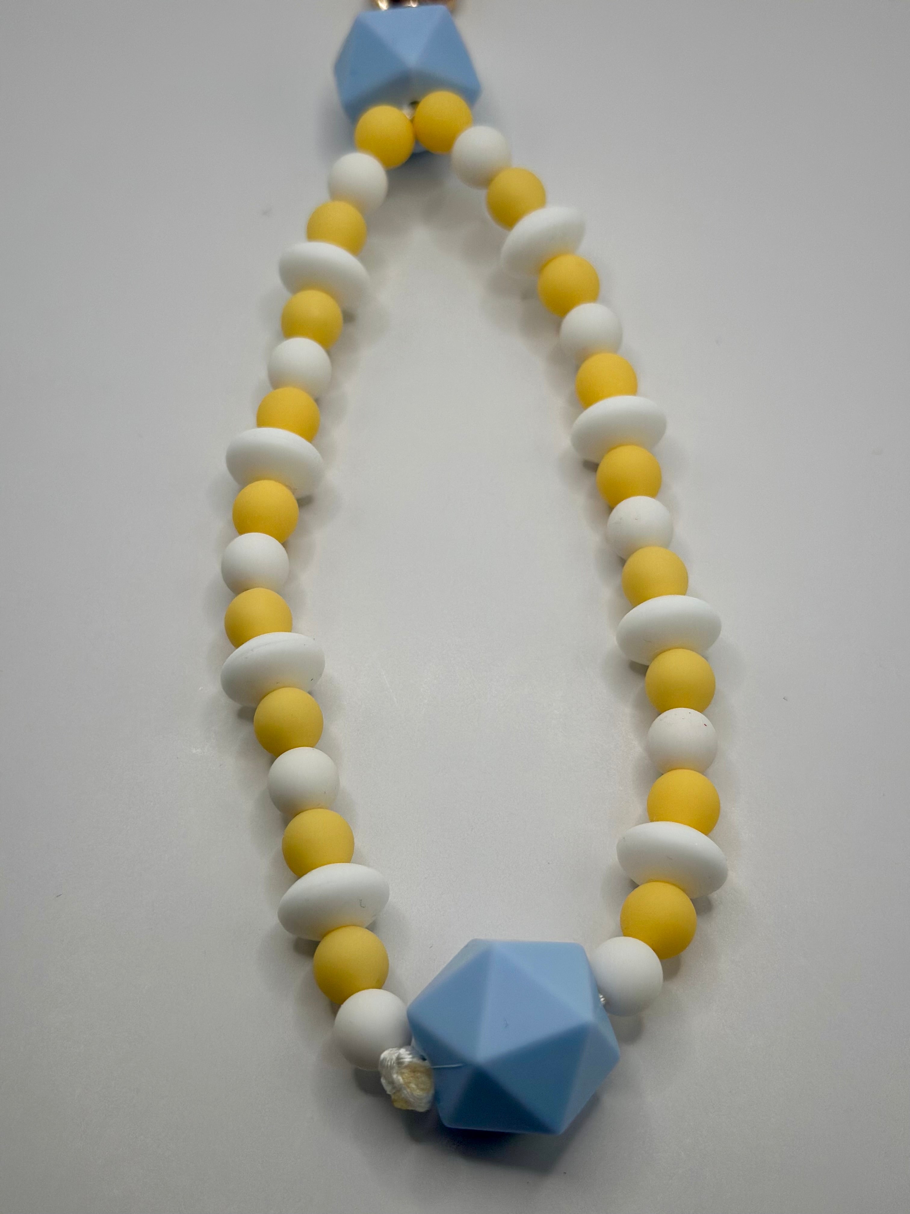 Chaine de Téléphone Bleu Ciel & Jaune - Fait Main France | Atelier Aorée