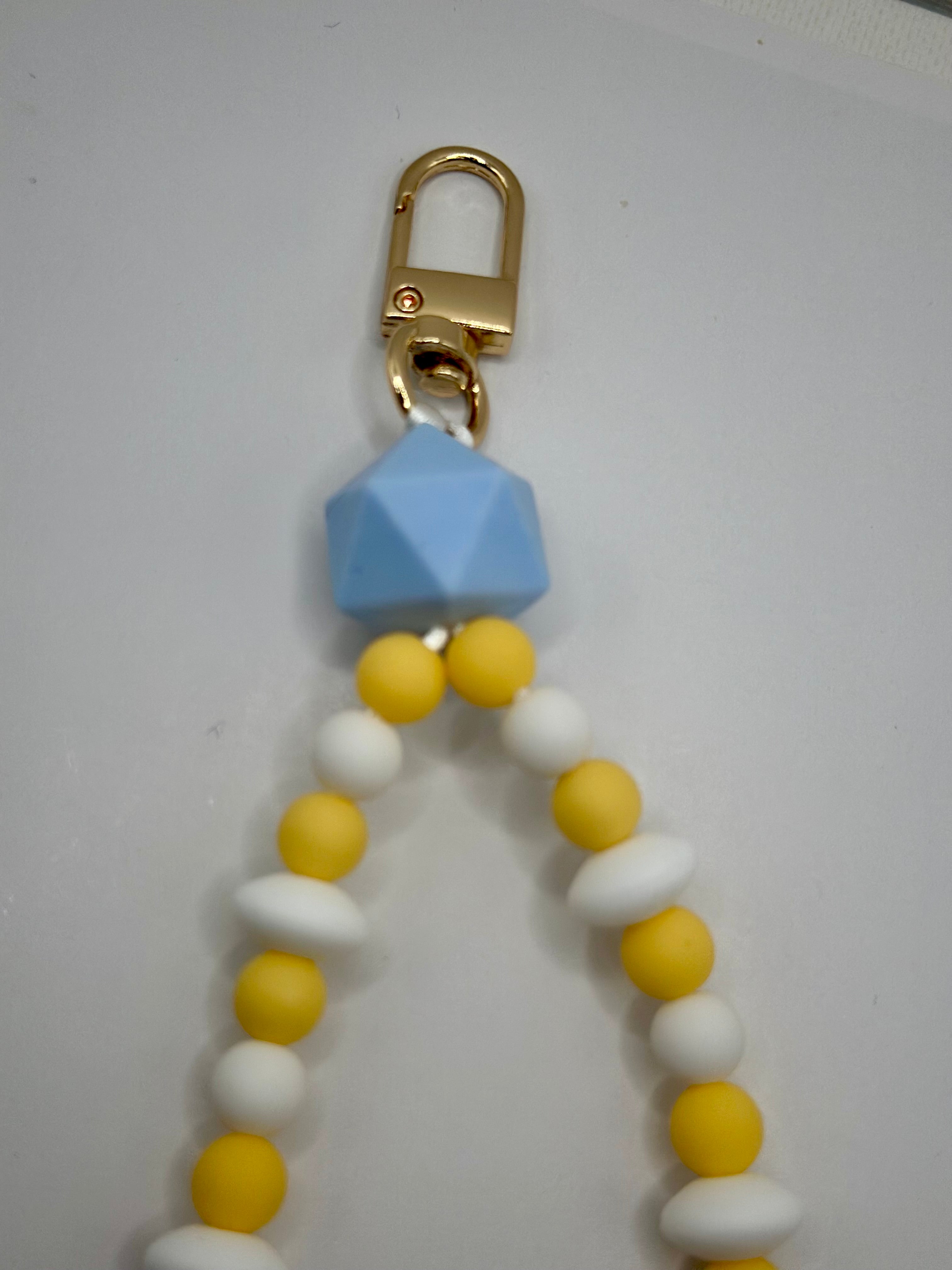 Chaine de Téléphone Bleu Ciel & Jaune - Fait Main France | Atelier Aorée