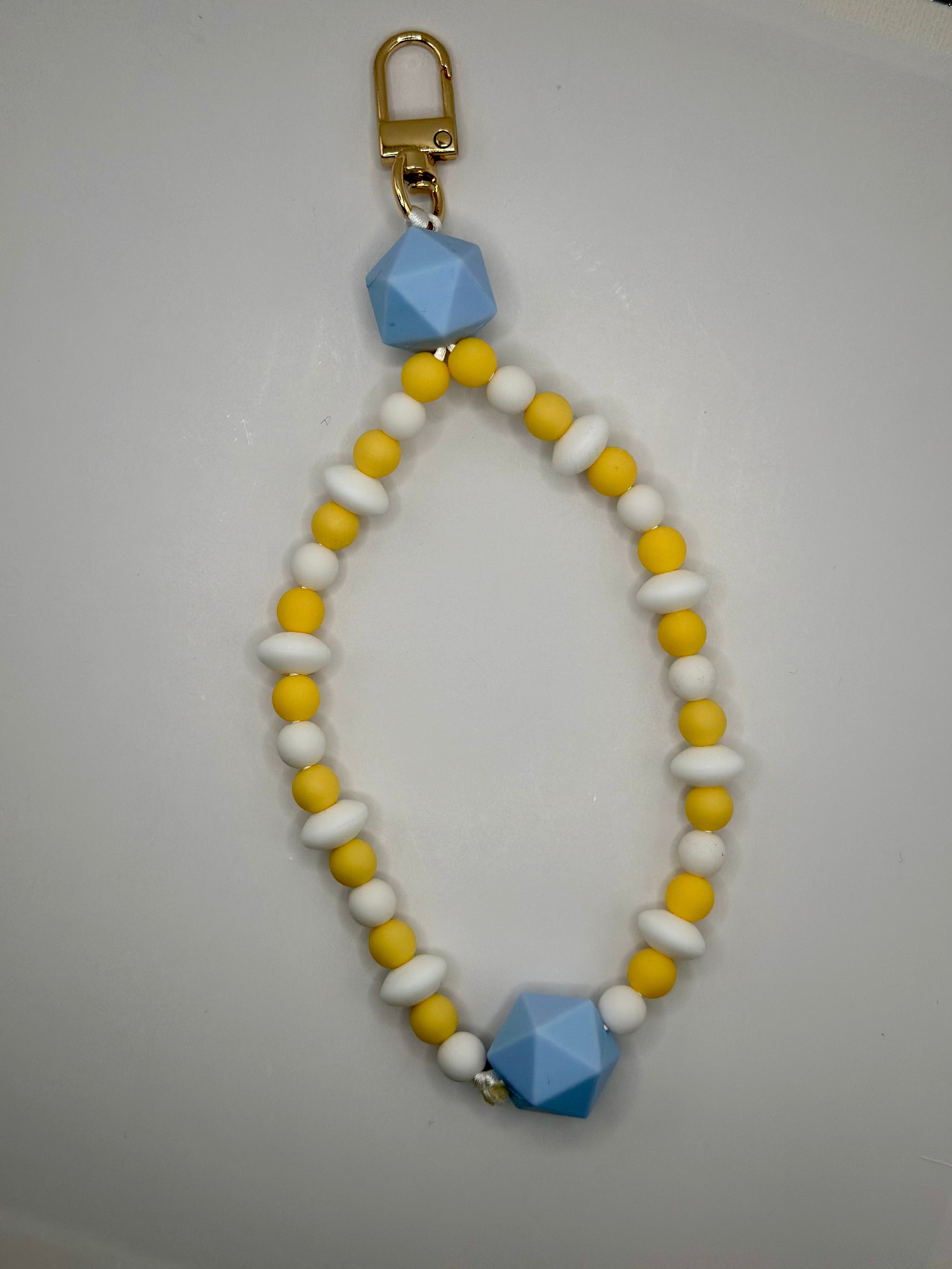 Chaine de Téléphone Bleu Ciel & Jaune - Fait Main France | Atelier Aorée