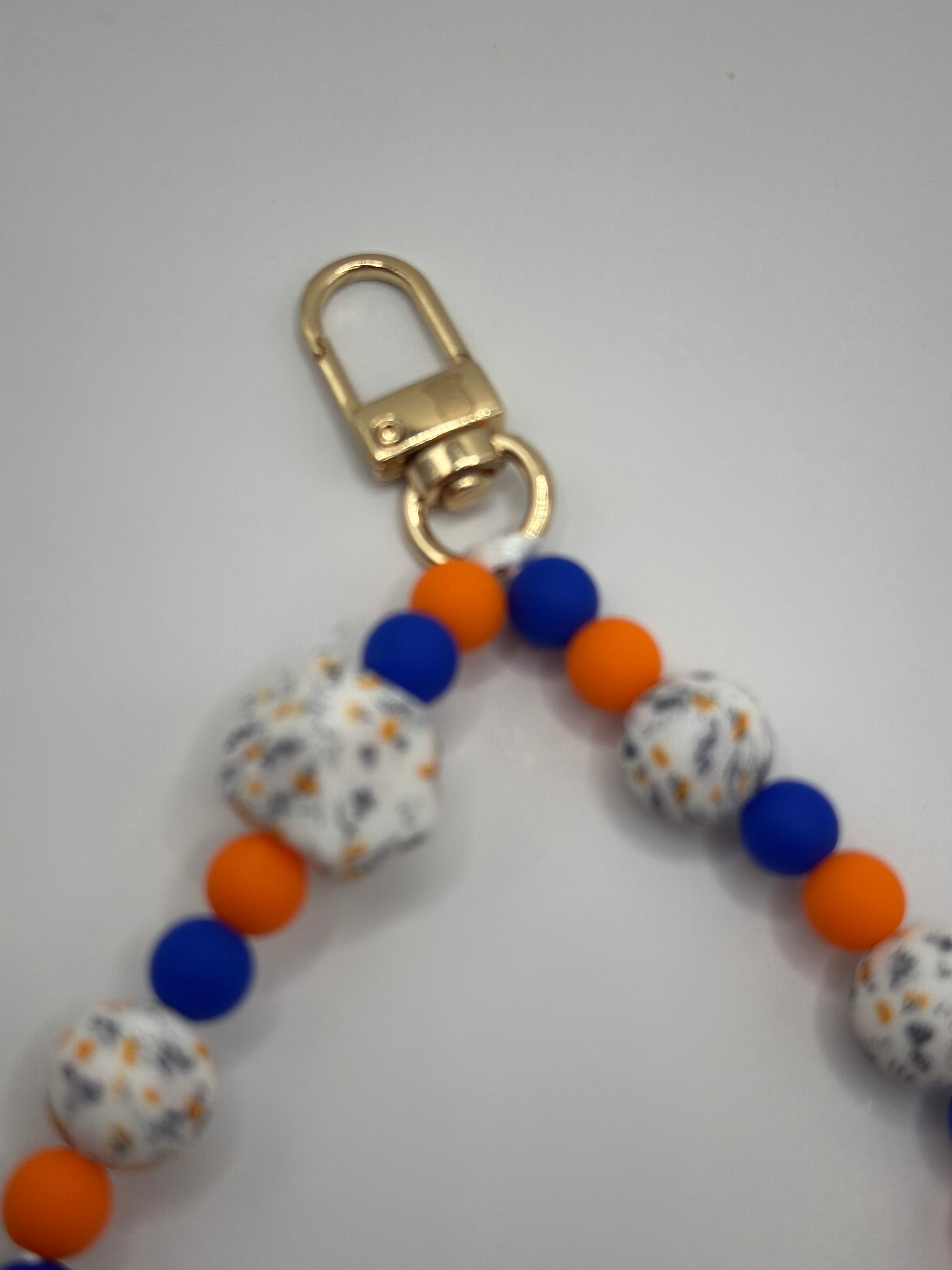 Chaine de téléphone bleu marine & orange