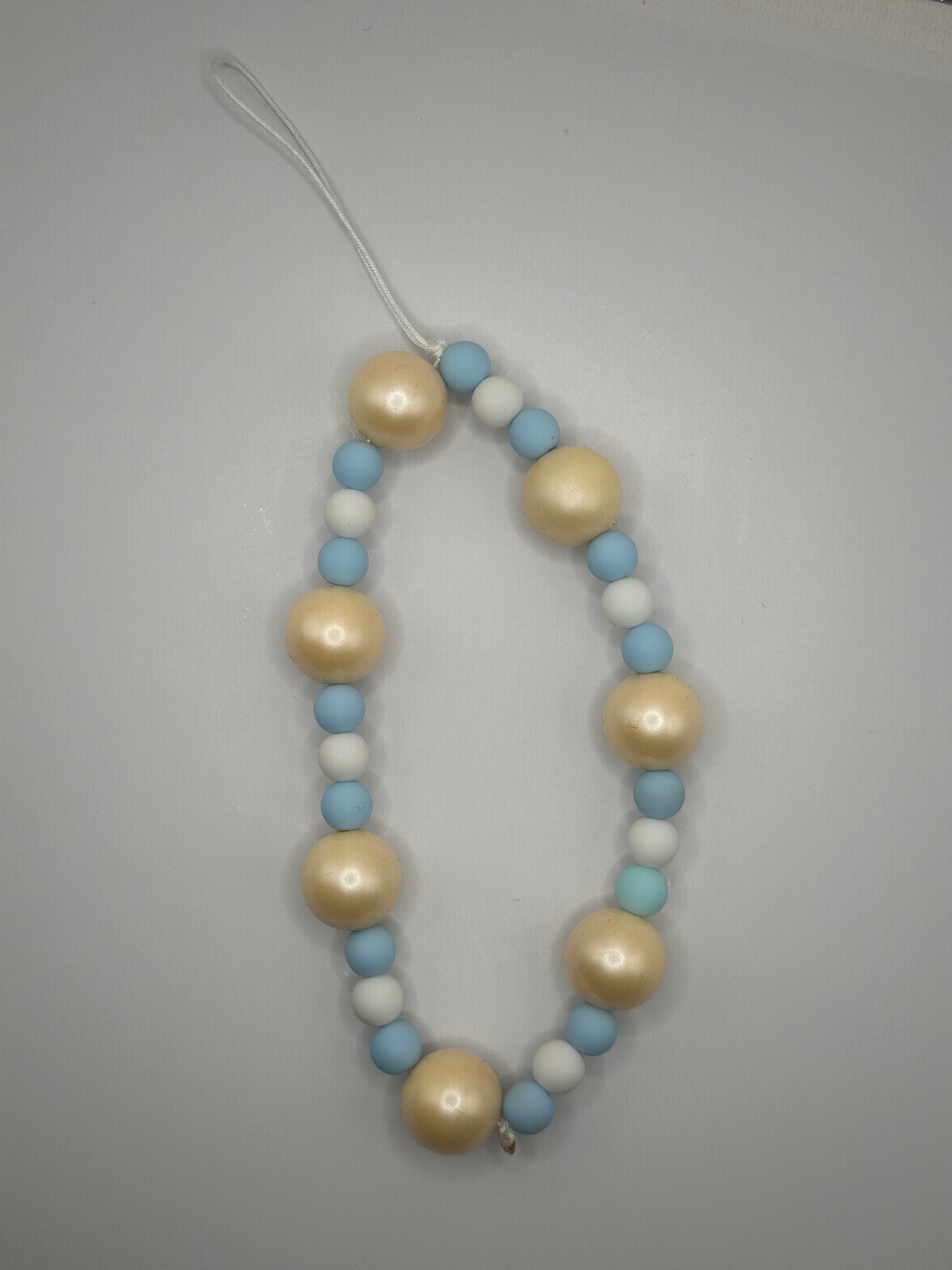 Cordon de Téléphone Bleu Ciel et Doré - Fait Main France | Atelier Aorée