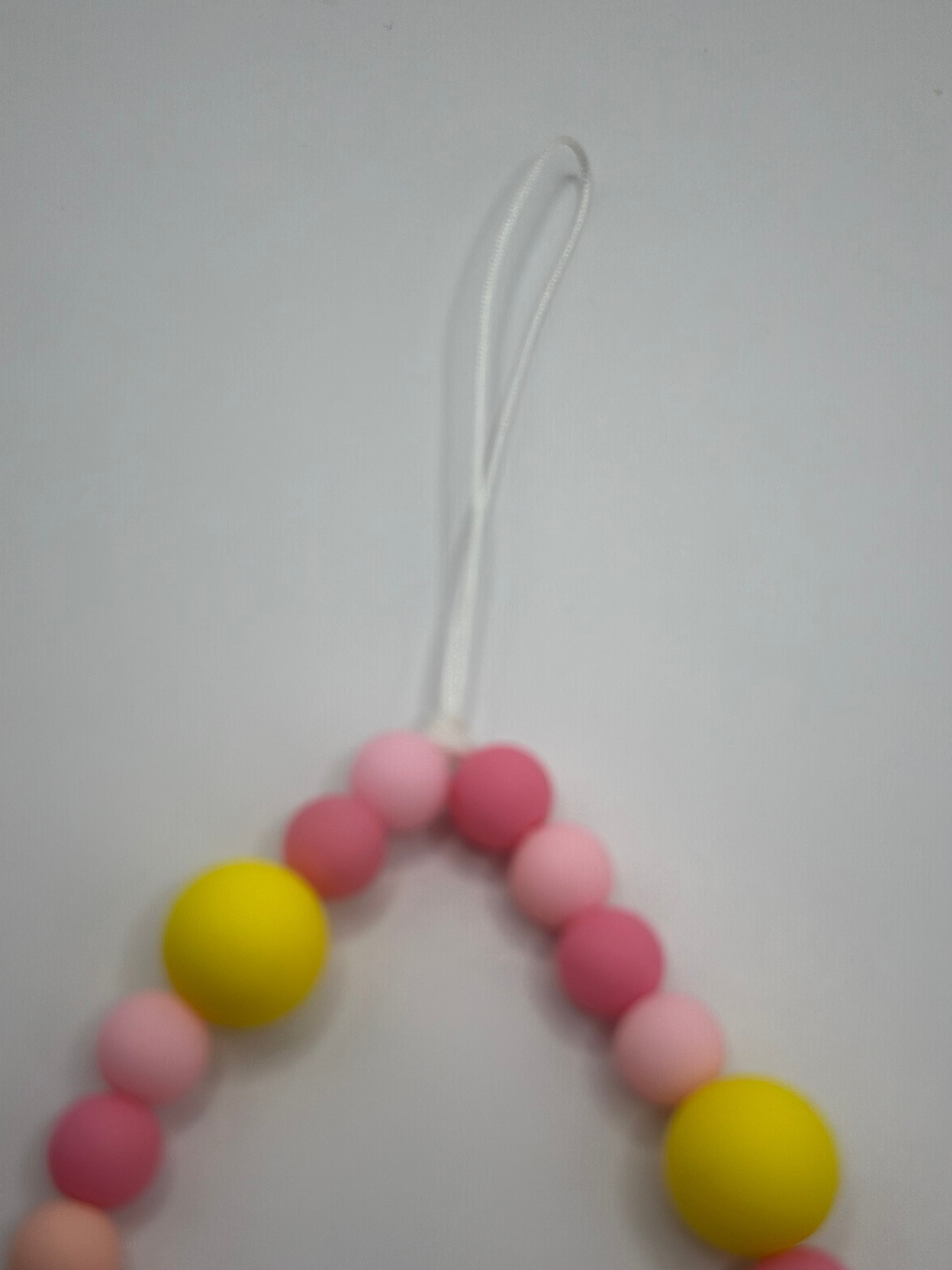 Cordon de Téléphone Rose & Jaune - Fait Main France | Atelier Aorée