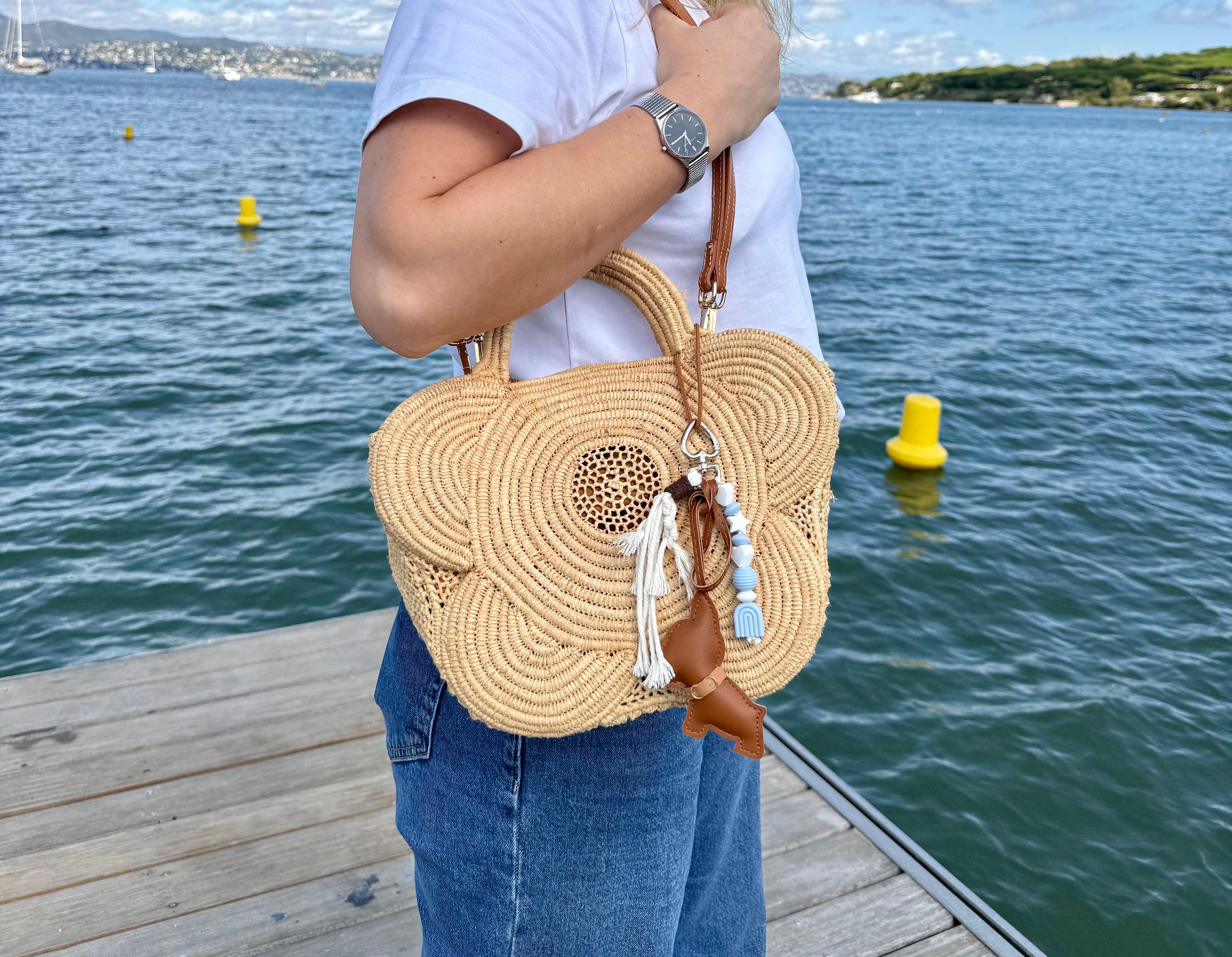 Grigri Boubou marron bleu ciel accessoire protecteur artisanal français